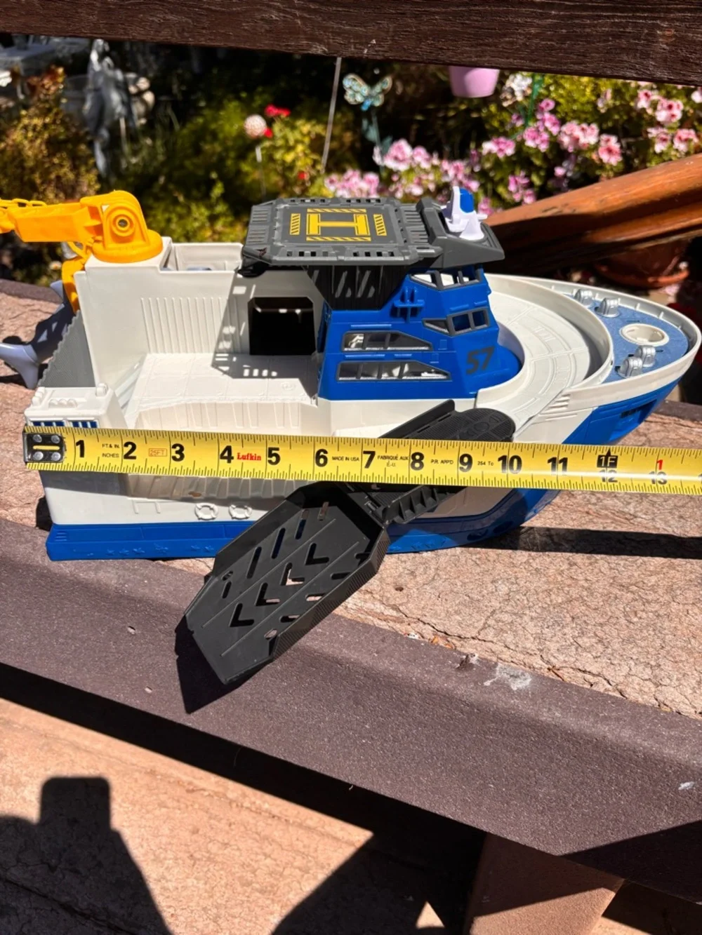 Mattel Blue White and Yellow Rescue Boat Toy with Shark Accessory